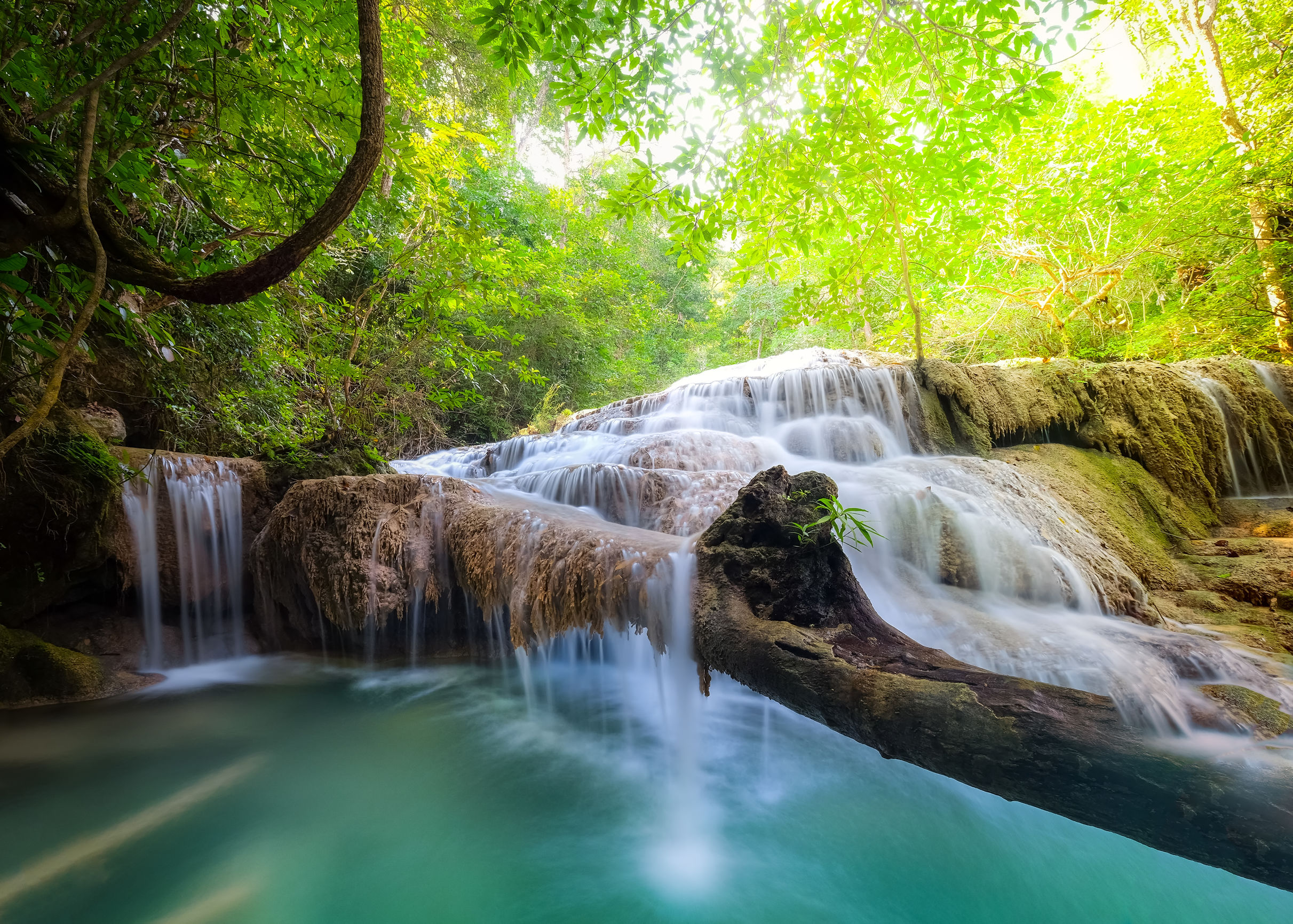 Jangle landscape with Erawan waterfall. Kanchanaburi, Thailand